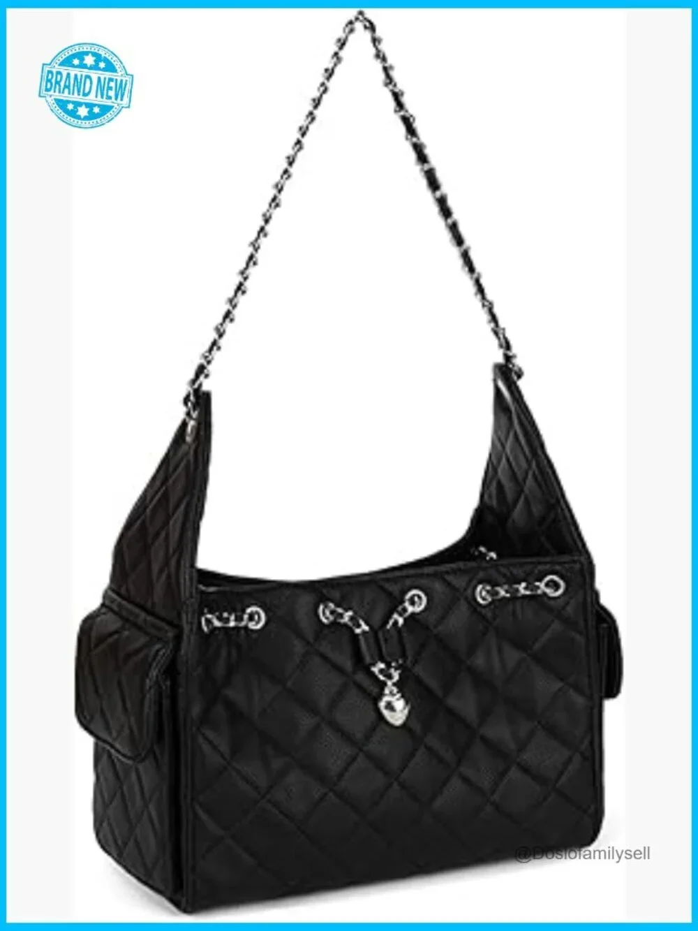 Quilted Hobo Bag Large Faux Leather Shoulder Purse Chain Strap Tote Work